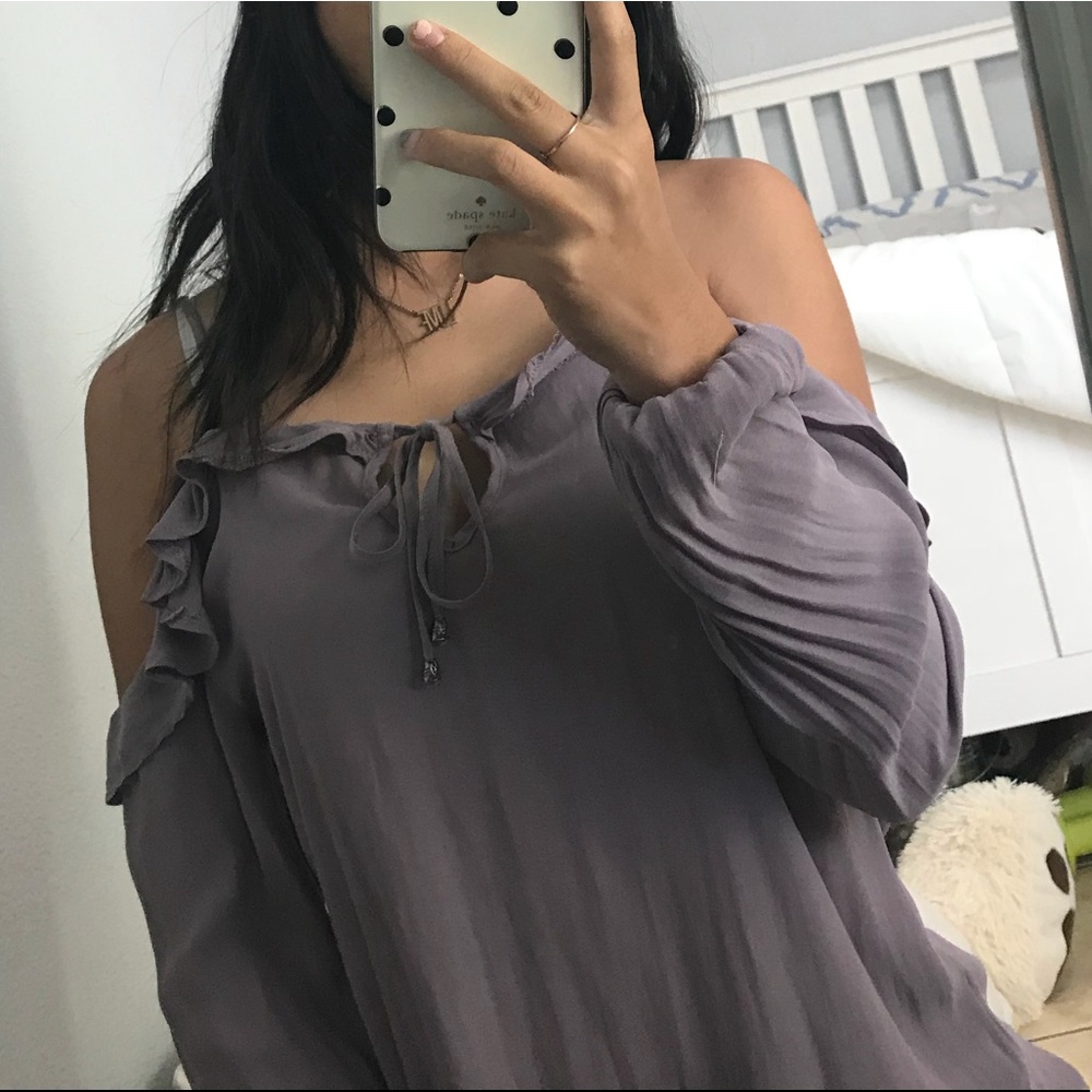 lavender cold shoulder blouse